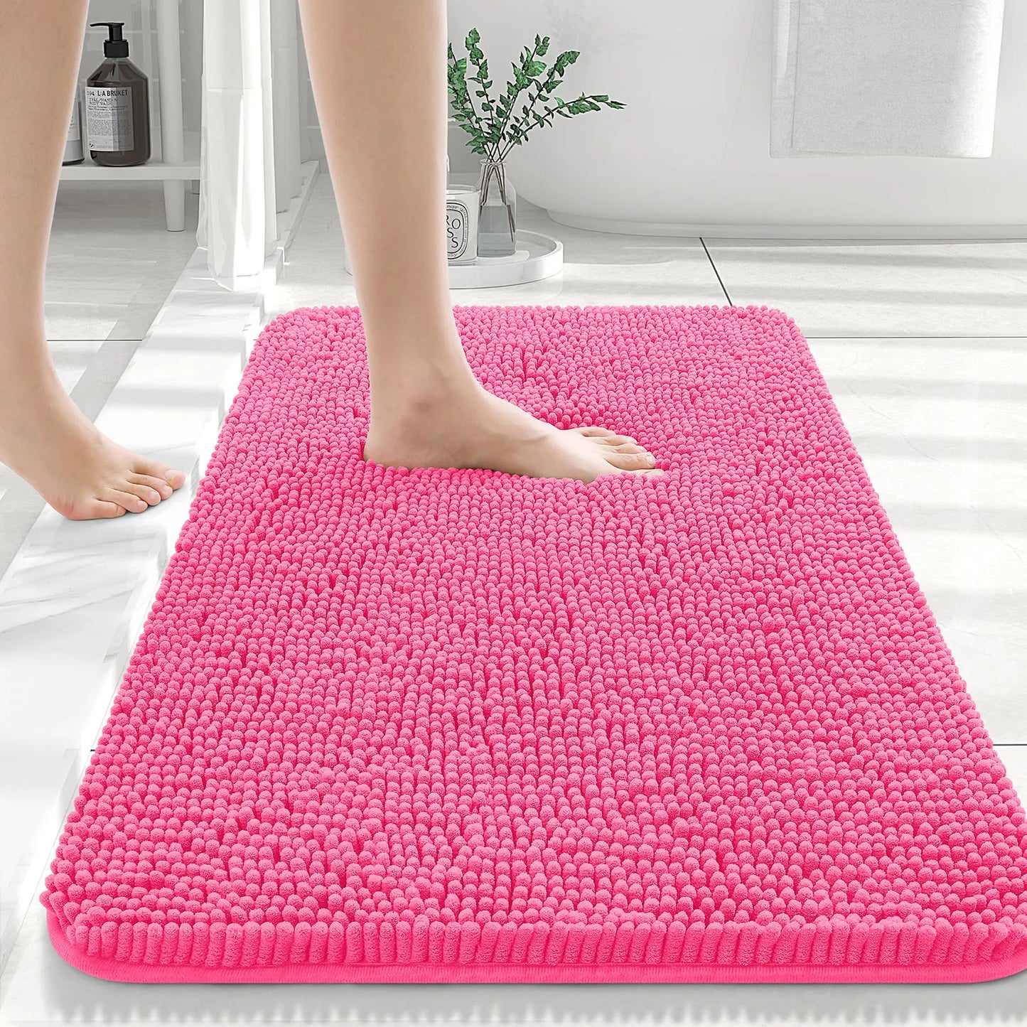 Luxury bathroom rugs are extremely soft (thick, absorbent, non-slip, and washable)
