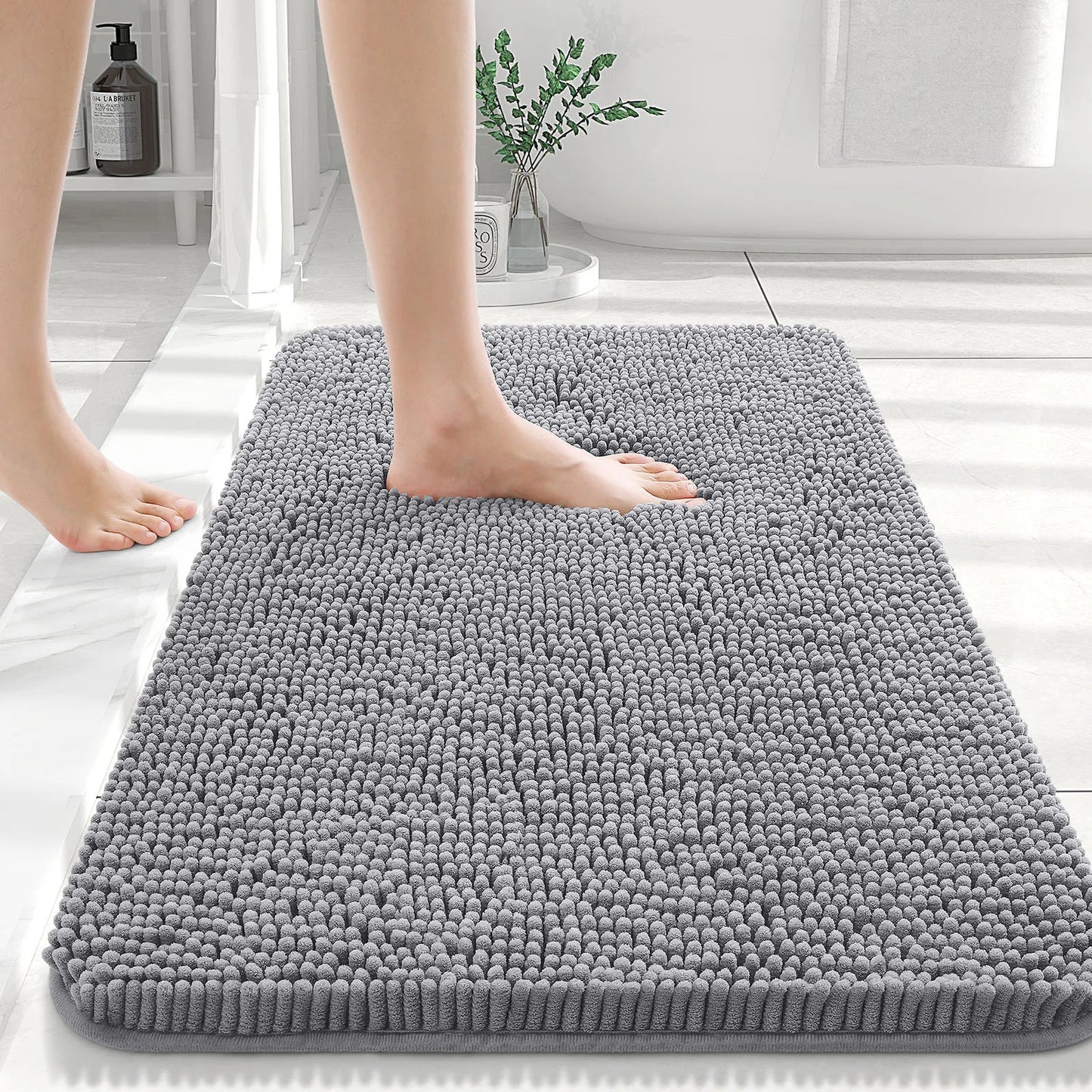 Luxury bathroom rugs are extremely soft (thick, absorbent, non-slip, and washable)
