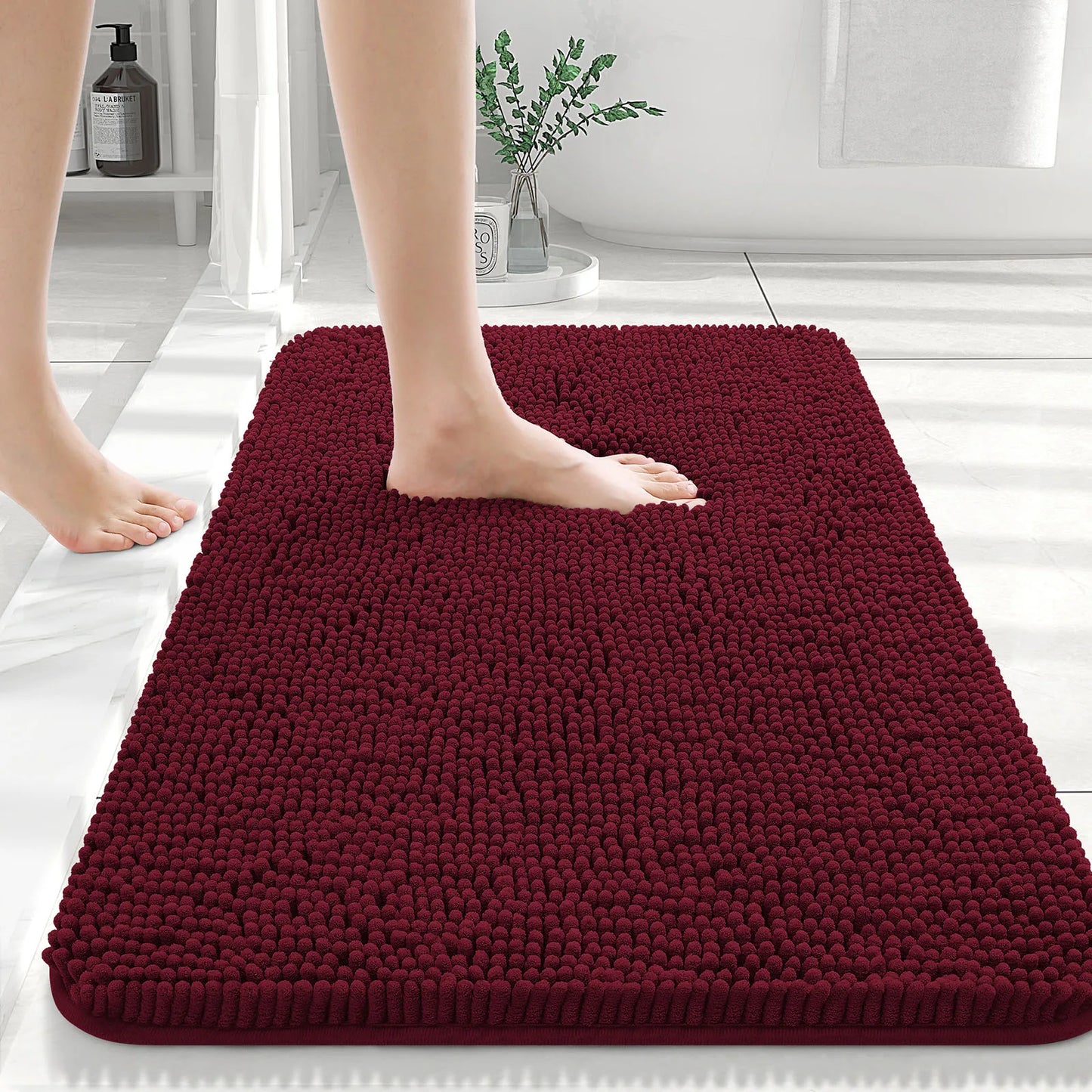 Luxury bathroom rugs are extremely soft (thick, absorbent, non-slip, and washable)