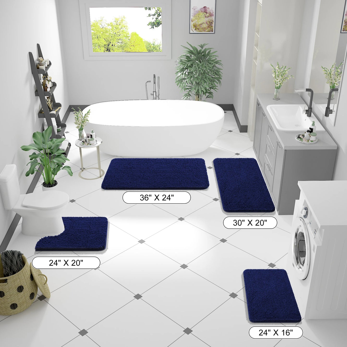 Luxury bathroom rugs are extremely soft (thick, absorbent, non-slip, and washable)