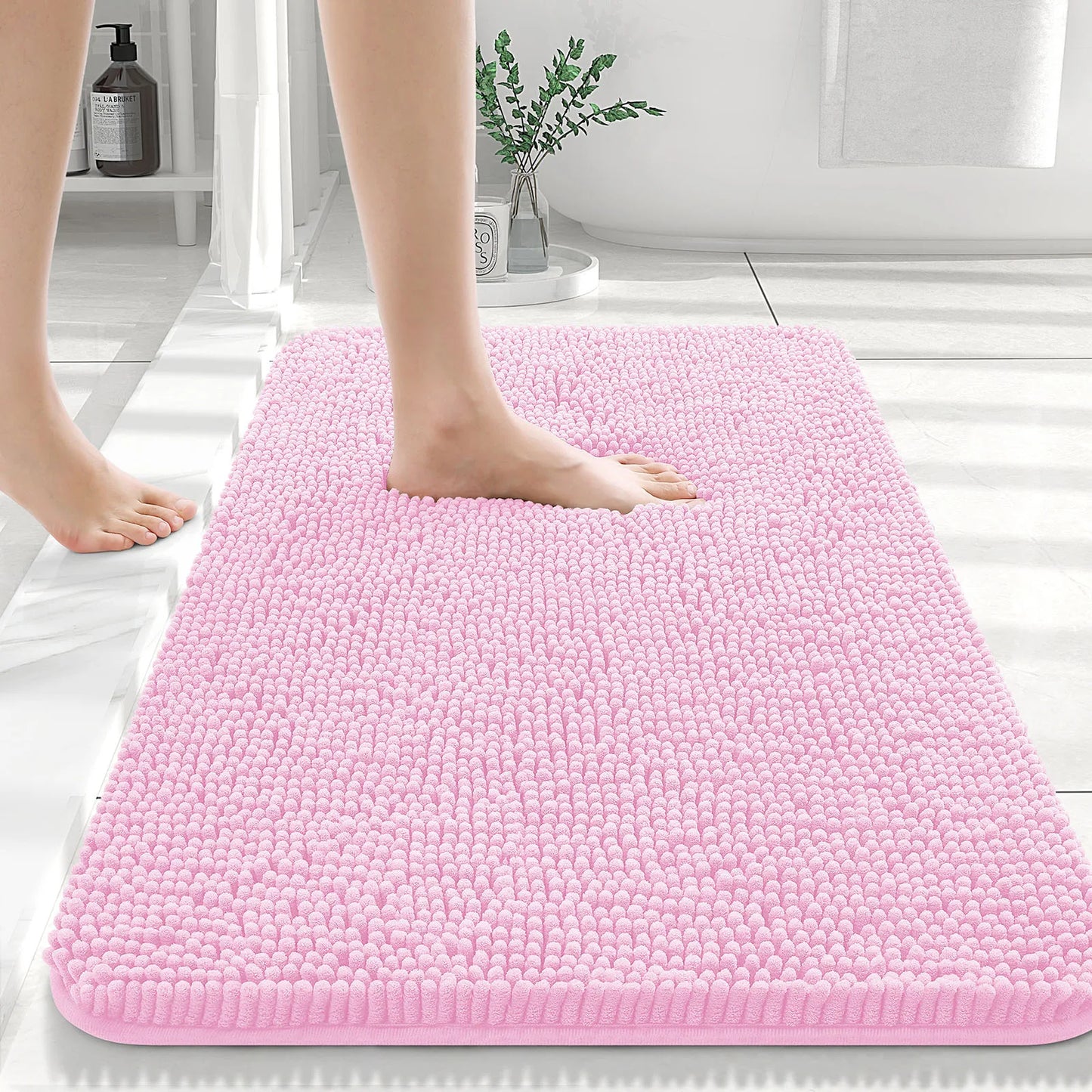 Luxury bathroom rugs are extremely soft (thick, absorbent, non-slip, and washable)