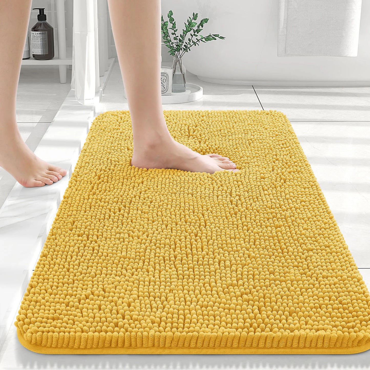 Luxury bathroom rugs are extremely soft (thick, absorbent, non-slip, and washable)