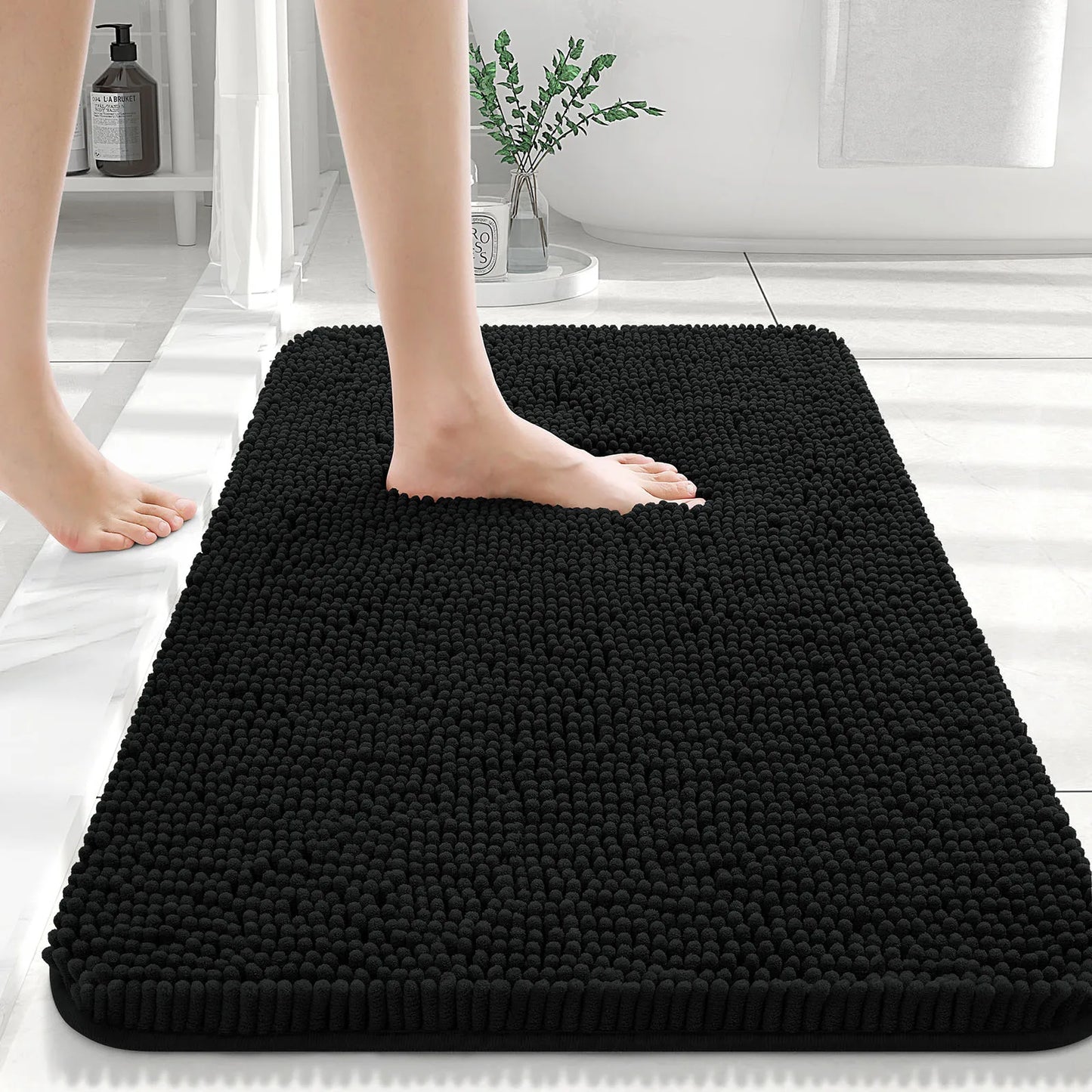 Luxury bathroom rugs are extremely soft (thick, absorbent, non-slip, and washable)