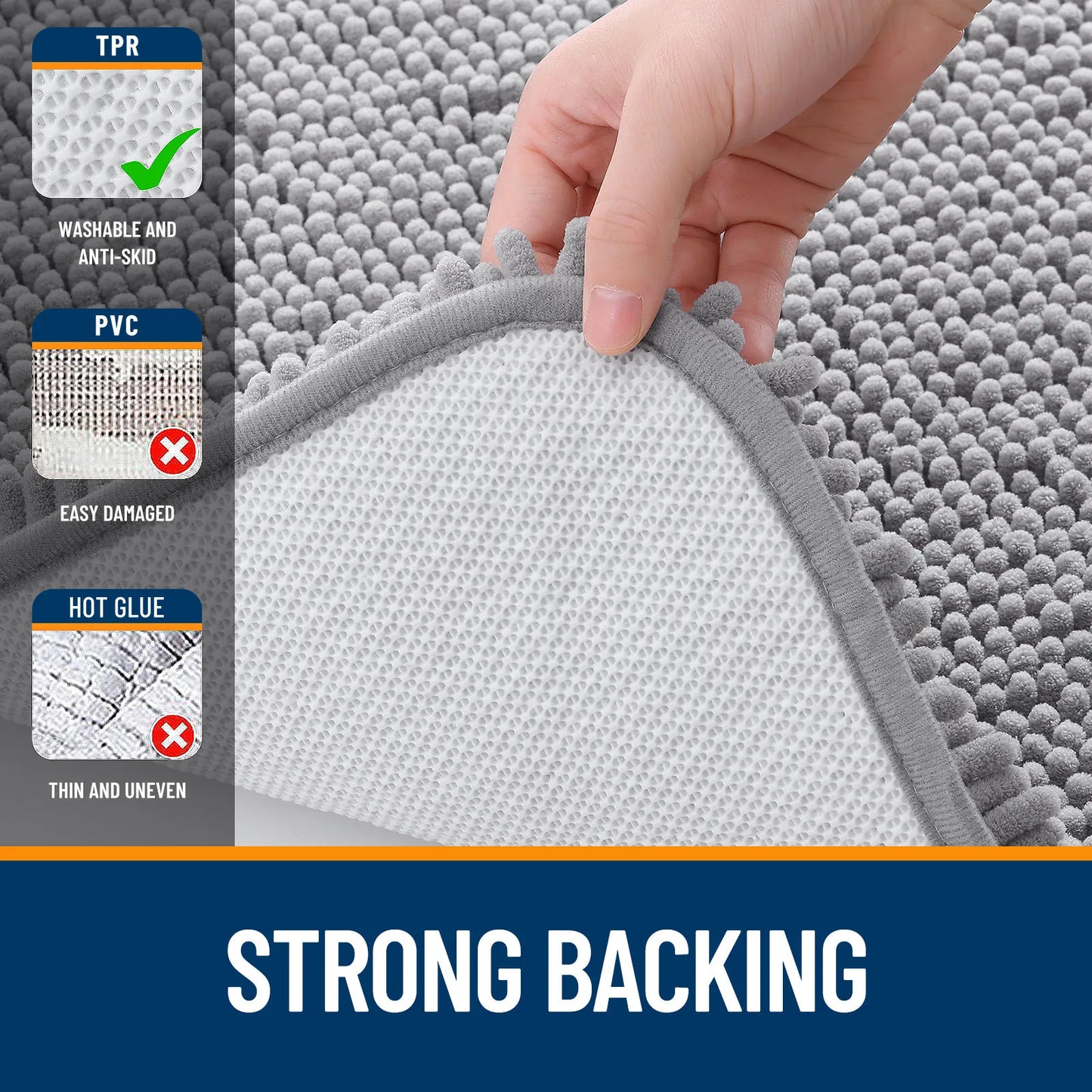 Luxury bathroom rugs are extremely soft (thick, absorbent, non-slip, and washable)