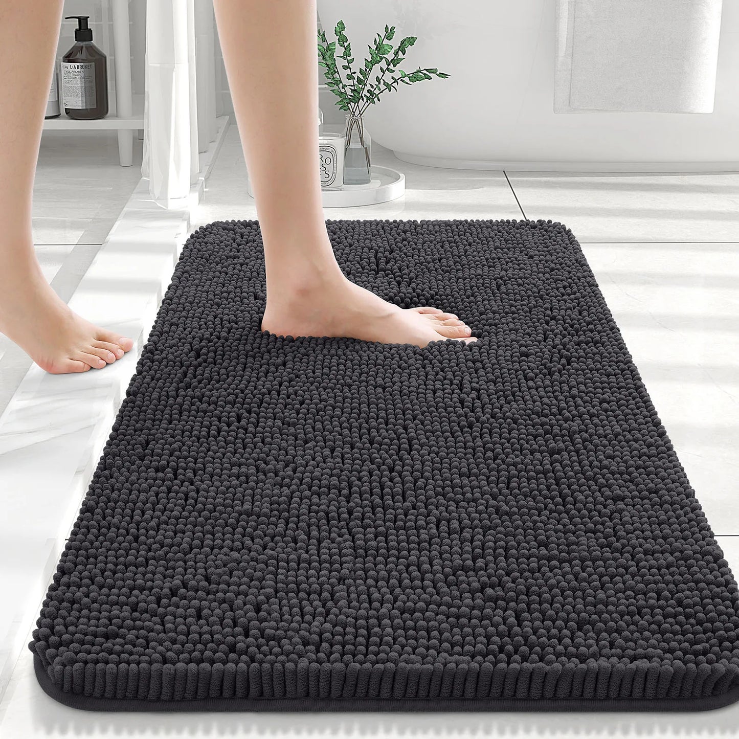 Luxury bathroom rugs are extremely soft (thick, absorbent, non-slip, and washable)