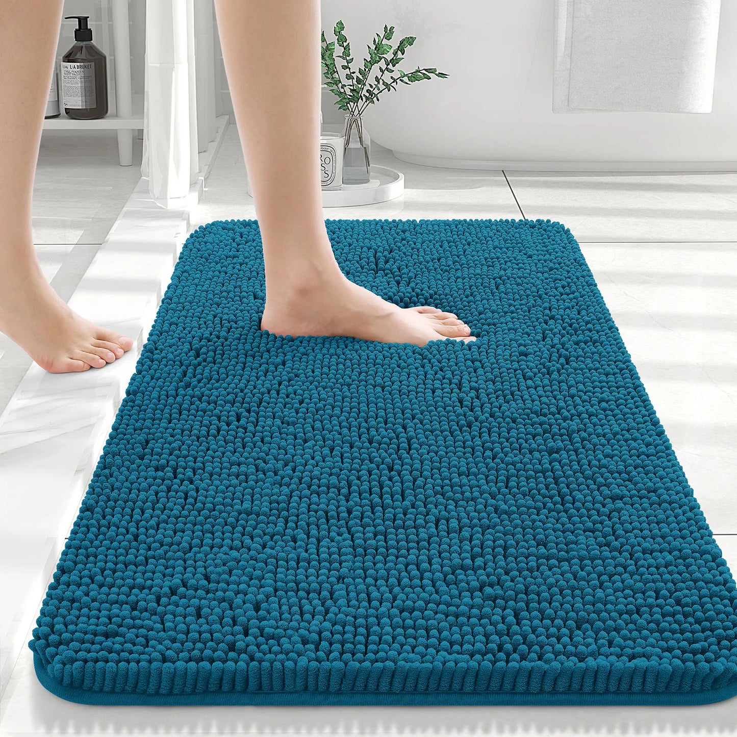 Luxury bathroom rugs are extremely soft (thick, absorbent, non-slip, and washable)