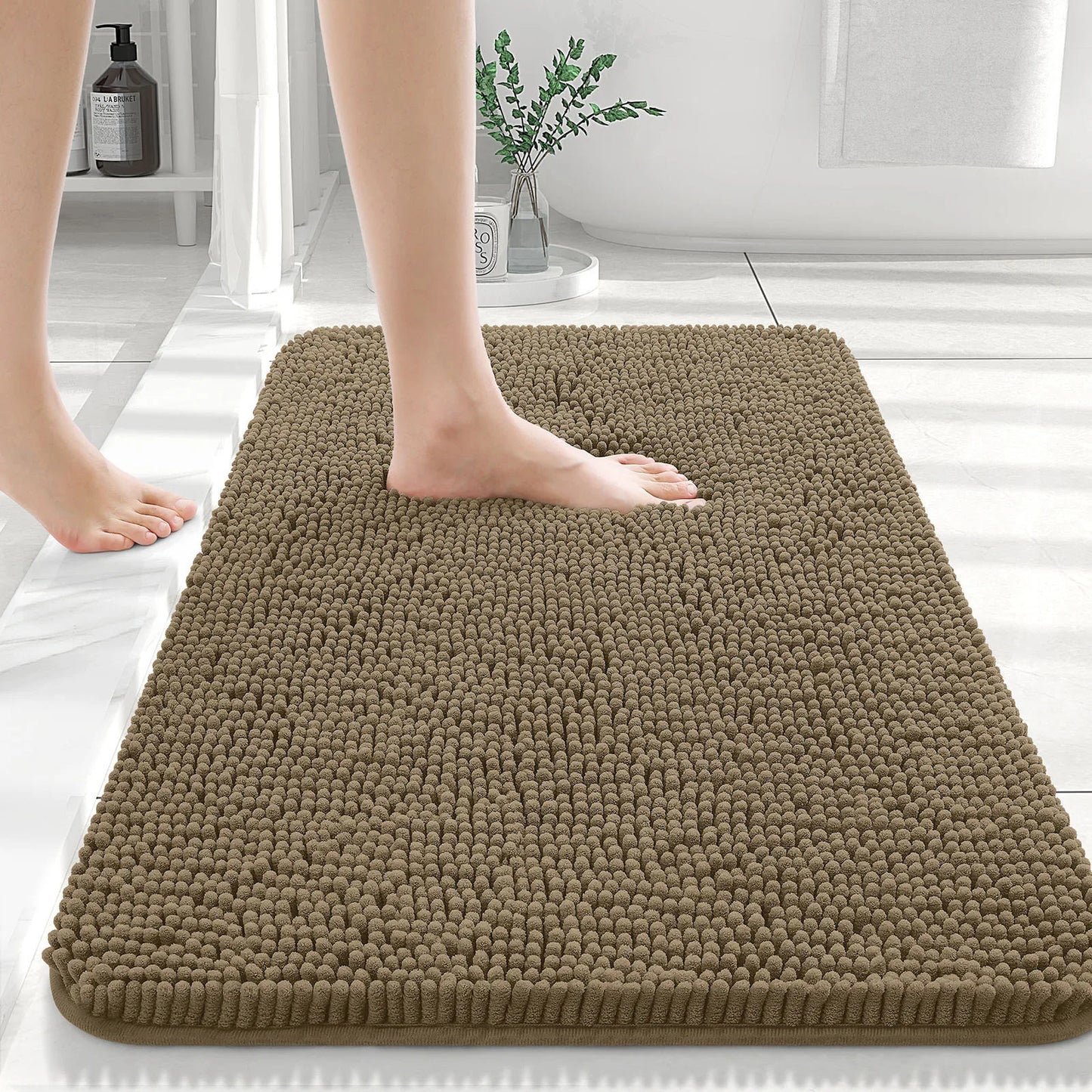 Luxury bathroom rugs are extremely soft (thick, absorbent, non-slip, and washable)
