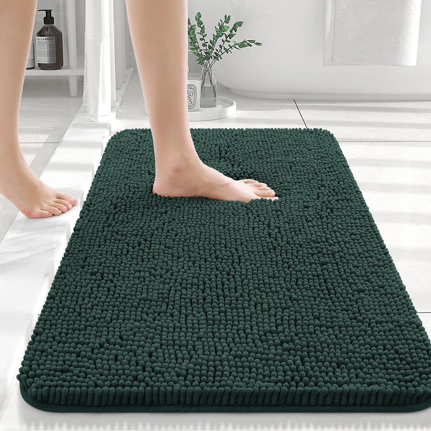 Luxury bathroom rugs are extremely soft (thick, absorbent, non-slip, and washable)